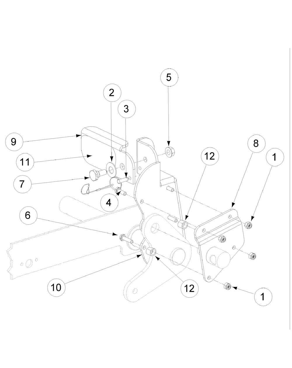 Foot Pedal Deck Lift Assembly Diagram and Parts List for M60-KW 53CB5D8X750-25-HP-OHV Cub Cadet Lawn Tractor